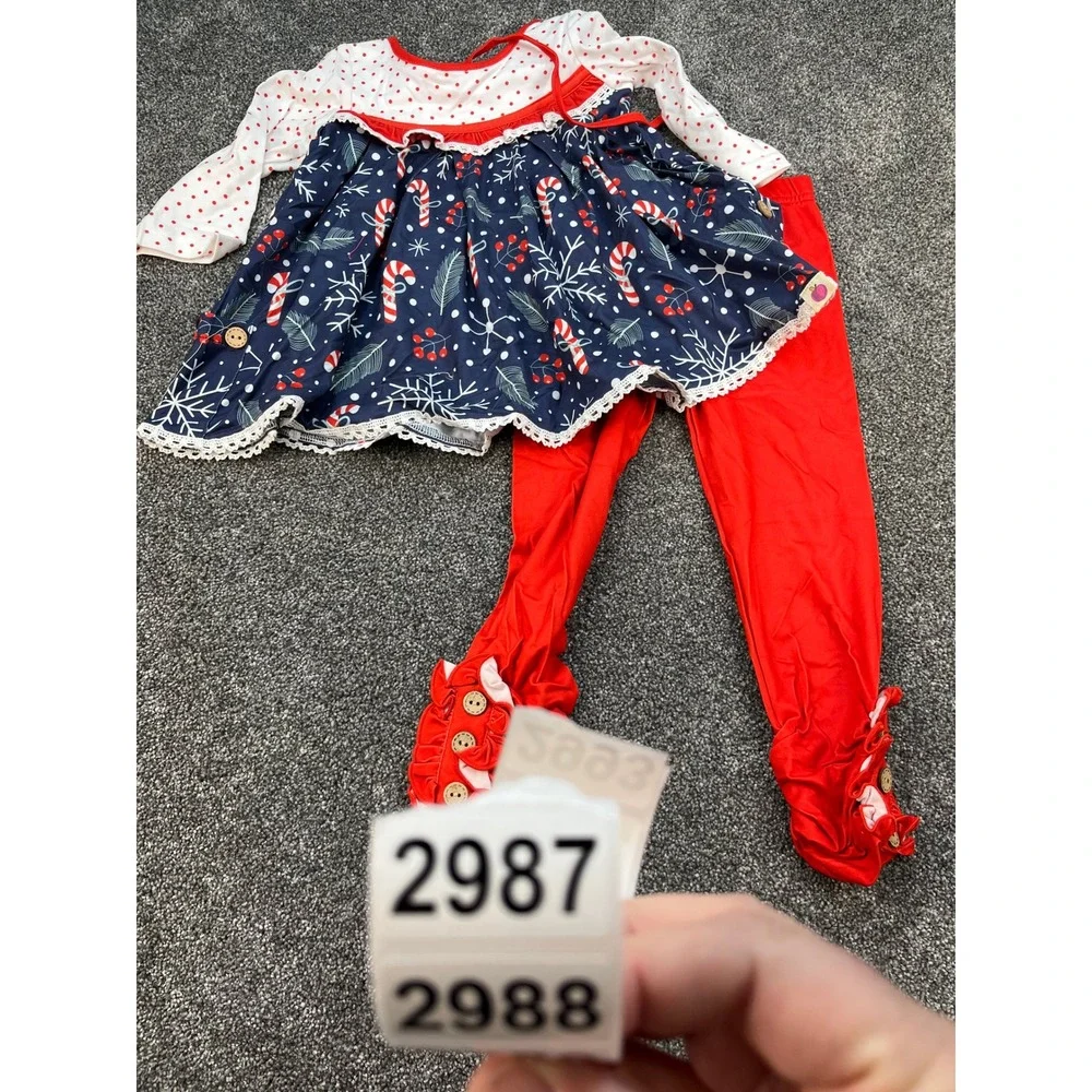 Cheeky Plum NWT Christmas Tunic and Red Ruffle Legging Set Girls 18-24M